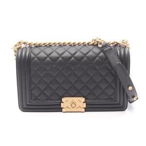 Chanel Boy Shoulder Bag/Handbag, Lambskin Leather, Women's, Black, A67086